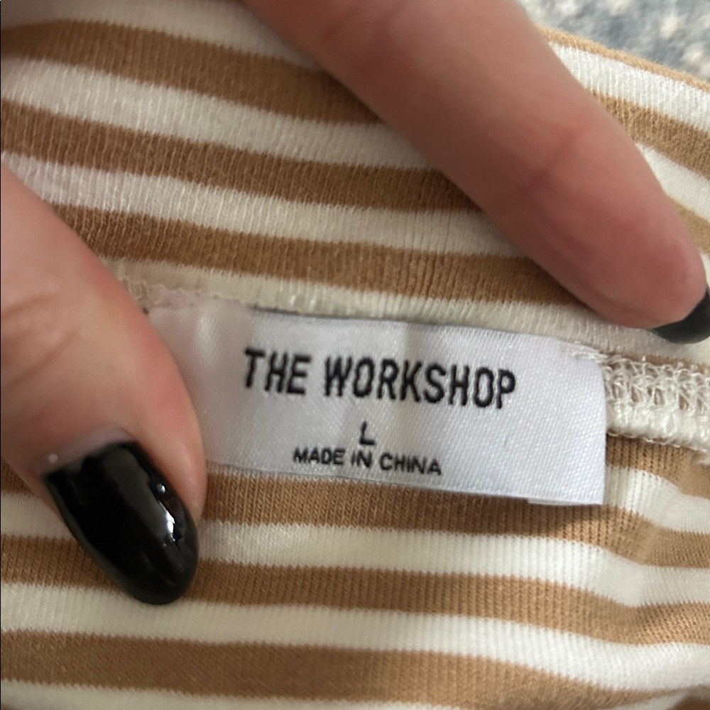 The Workshop Tan and White Striped Tube Top - Picture 3 of 4